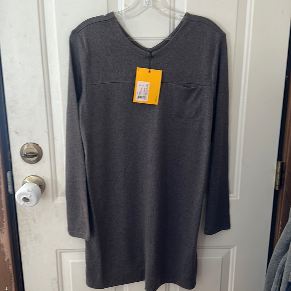 LOLE TOWN 3/4 SLEEVE TUNIC TOP: BLACK HEATHER: NWT: SZ M